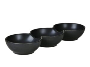 Porcelanowa miseczka 3 cz. do dip sos CZARNA 23 cm Porcelain serving BLACK 3 part bowl 24303732