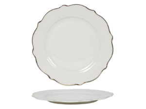 Ceramiczna linia WHITE LOTUS talerz 20 cm Ceramic WHITE LOTUS plate 20 cm gold rim 27020752