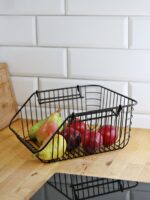 METALOWY druciany koszyk na OWOCE CZARNY PIĘTRO M Wire metal fruit basket STACKABLE M BLACK 23491540