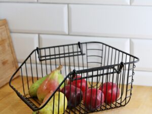 METALOWY druciany koszyk na OWOCE CZARNY PIĘTRO M Wire metal fruit basket STACKABLE M BLACK 23491540