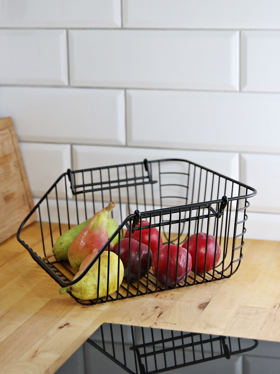 METALOWY druciany koszyk na OWOCE CZARNY PIĘTRO M Wire metal fruit basket STACKABLE M BLACK 23491540