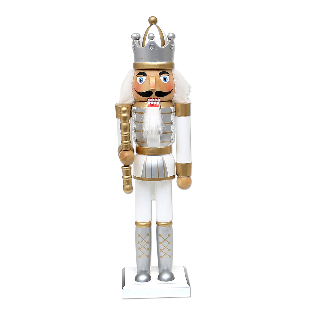 Deco figurka dziadek do orzechów złoty/srebrny30cm Wooden Nutcracker gold/silver XL 30 cm 521769 - obrazek 2