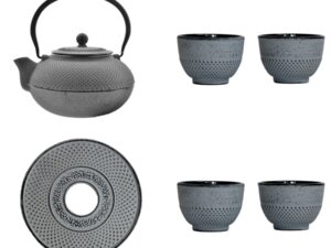 Żeliwny dzbanek zaparzacz  1,5 l GIFT zestaw SZARY Cast iron japanese teapot 1,5L GIFT SET GREY