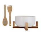 Bambusowo porcelanowy zestaw sałatkowy 4el M biały Bamboo stand & porcelain WHITE bowl set M 24307324