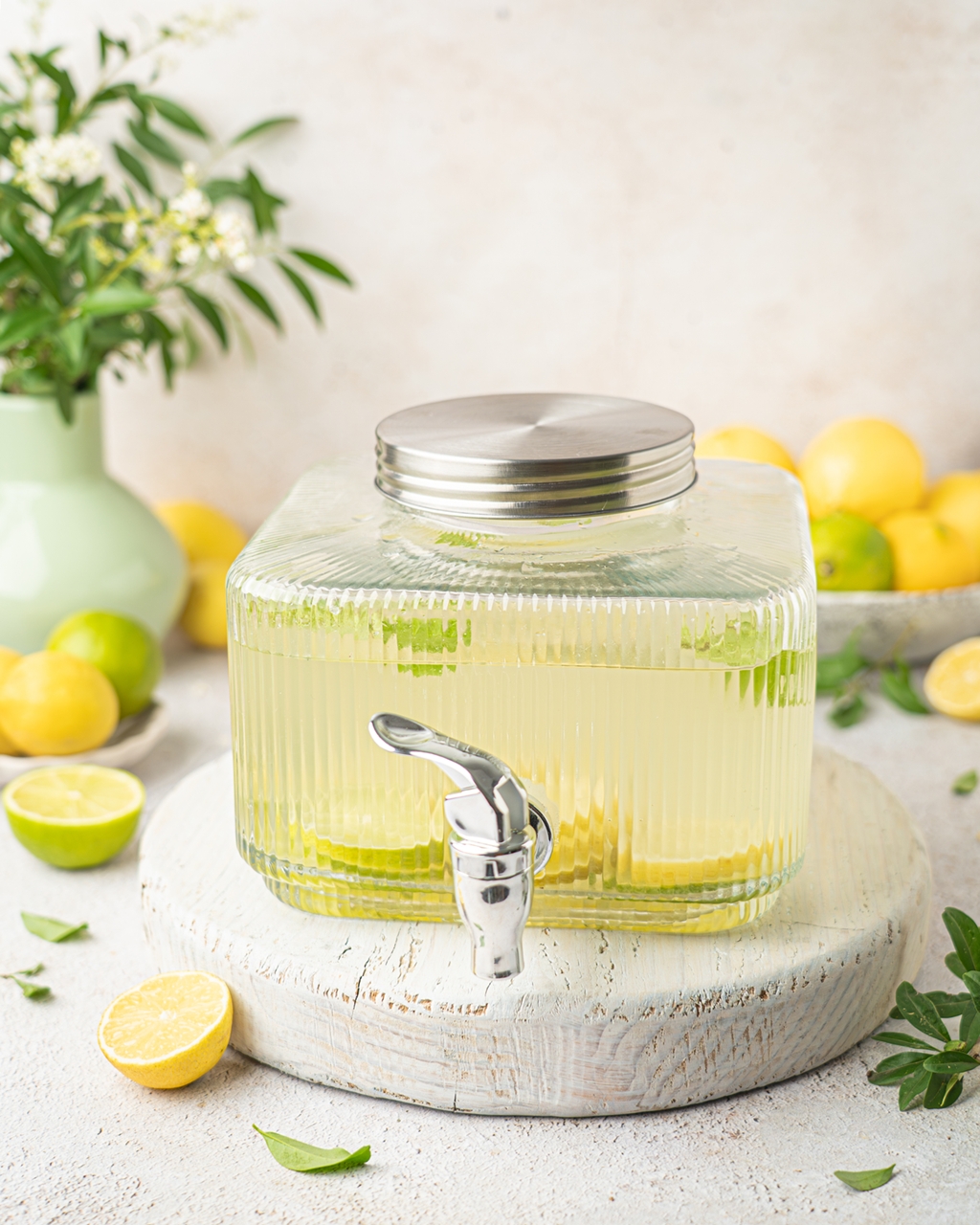 PARTY PASKI szklany słoik z kranikiem 3l do lodówk Glass fridge STRIPES jar with tap 3 l 23468654