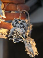 LED lampki srebrne 10 diod ciepłe światło SOWY AA LED Silver 10 warm light OWL 23121364 AA