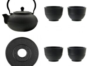 Żeliwny dzbanek zaparzacz 1,5 l GIFT zestaw CZARNY Cast iron japanese teapot 1,5L GIFT SET BLACK
