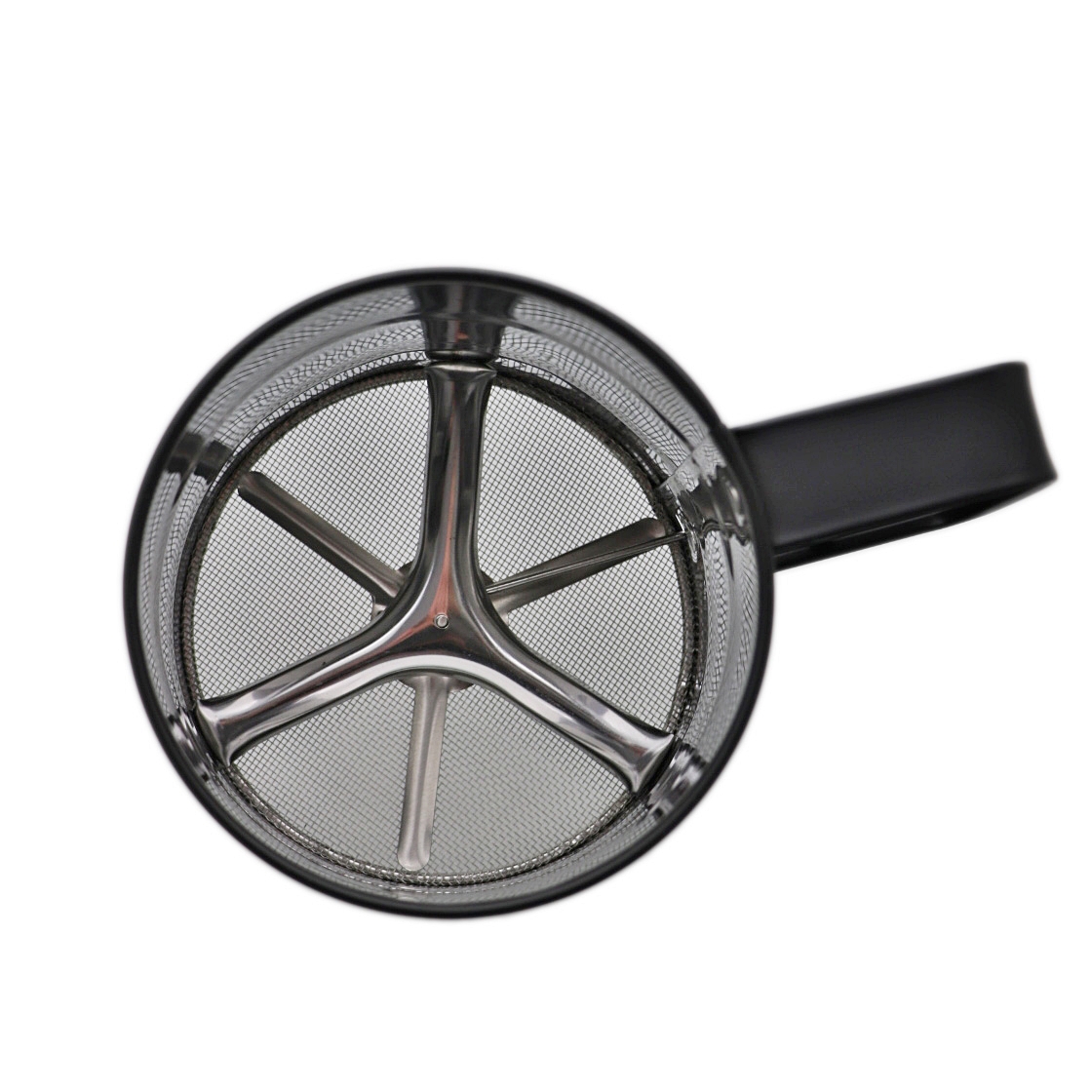 Stalowy przesiewak z rączką do mąki, cukru CZARNY Stainless black mat mug with strainer 22092684 - obrazek 3