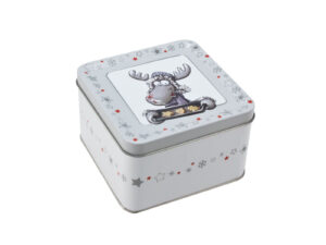 METALOWA PUSZKA świąteczka mała z łosiem  Deco Xmas Tin box 23465869