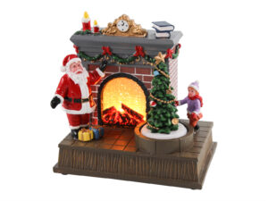 LED ozdoba świąteczny kominek z mikołajem LED XMAS fireplace Santa with movement 23100229