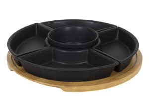 Ceramiczny zestaw bambus patera i 5 misek CZARNY D Ceramic set bamboo plate + 5 dish DIP BIG 24302969