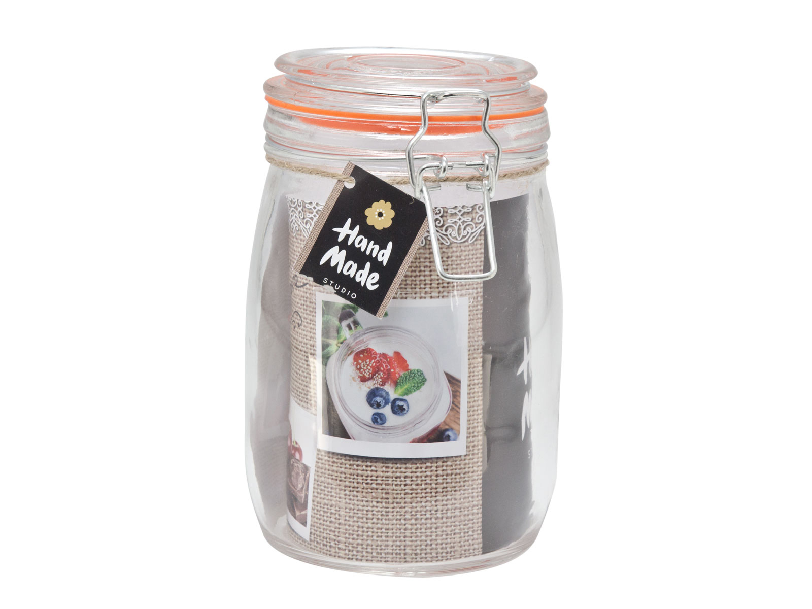 Szklany słoiczek z zamknięciem silikonowym 1000 ml Glass jar with silicone 1000 ml 23468186