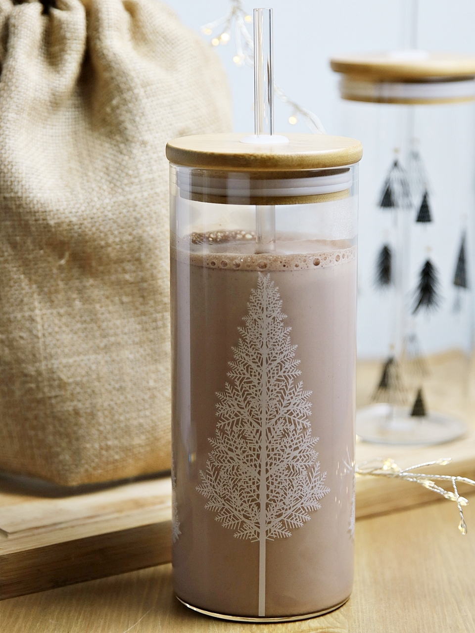 MPL Bidon szklany SMOOTHIE 400 ml ze słomką ZIMOWA MPL Water bottle for smoothie WINTER EDITION - obrazek 2