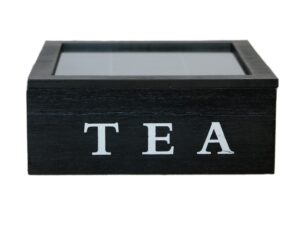 Drewniane pudełko do herbaty czarne 9 kwadrat Wooden tea box black 9 square 23201050/51