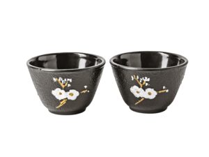 Żeliwne czarki do herbaty zestaw 2 PTASZEK DUŻE Cast iron japanese cups set of 2 pcs ONE BIRD BIG