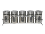 Szklany pojemnik do przypraw zestaw 5 sztuk Glass spice conteiner set 5 pcs SILVER 23461490