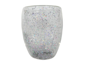 Deco szklanka podwójne szkło konfetti SREBRNA 300m Deco double wall confetti glass SILVER 27022359