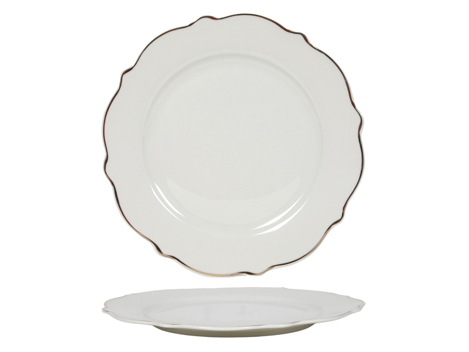 Ceramiczna linia WHITE LOTUS talerz 26 cm Ceramic WHITE LOTUS plate 26 cm gold rim 27020759