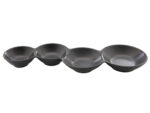 Porcelanowa miseczka 4 cz. do dip sos CZARNA 28x9c Porcelain serving BLACK 4 part bowl 24304396