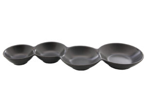 Porcelanowa miseczka 4 cz. do dip sos CZARNA 28x9c Porcelain serving BLACK 4 part bowl 24304396