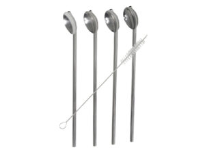 Stalowy zestaw 4 łyżek i słomek 2w1 do latte Stainless steel set 4 long spoon & straw 22082243