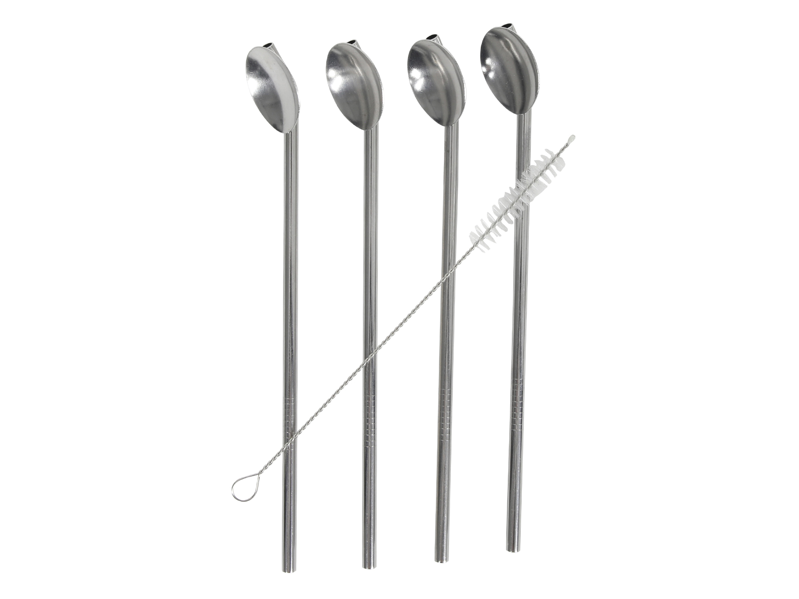 Stalowy zestaw 4 łyżek i słomek 2w1 do latte Stainless steel set 4 long spoon & straw 22082243