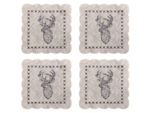Filcowa podkladki pod szklankę 10 cm ŁOŚ beżowy 4x Felt coaster mat 10 cm set 4 DEER beige 23099391