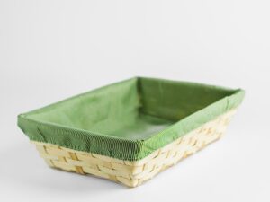 Bambusowy Koszyk dekoracyjny PROSTOKĄT 29x21xh7 Basket bamboo 29x21xh7 with green cover RECT