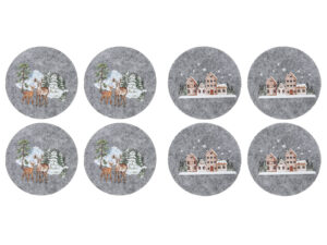 Filcowe podkladki 10 cm zestaw 4 ZIMOWE SZARY 2 w  Felt coaster mat set 4 10 WINTER GREY MIX 23099462