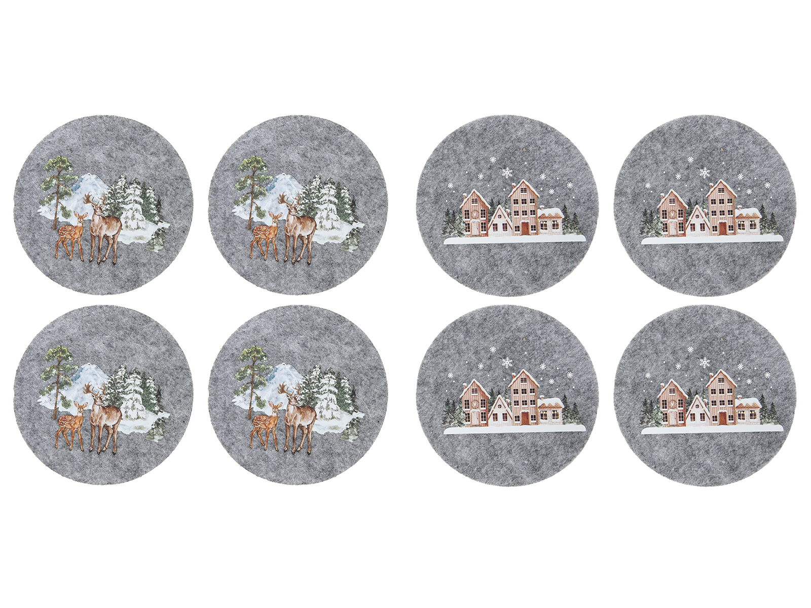 Filcowe podkladki 10 cm zestaw 4 ZIMOWE SZARY 2 w Felt coaster mat set 4 10 WINTER GREY MIX 23099462