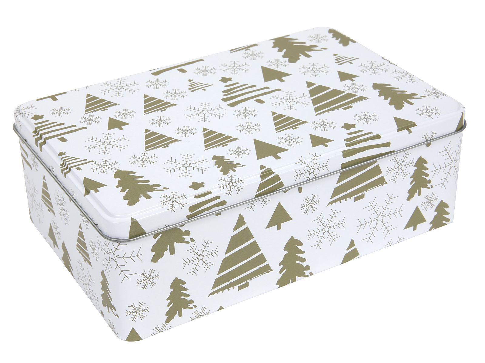 Zimowa puszka ZIELONE CHOINKI 20x13x7cm Deco WINTER Tin box GREEN TREES 20x13x7cm 23465052