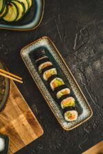 OMBRES polmisek prostokatny dlugi ZIELONO SZARY OMBRES line rectanguar long dish 25cm GREEN GREY