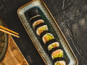 OMBRES polmisek prostokatny dlugi ZIELONO SZARY OMBRES line rectanguar long dish 25cm GREEN GREY