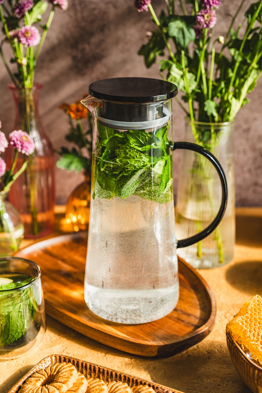 MPL Borosilikatowy DZBANEK 1,3l CZARNY WYSOKI MPL borosilacate glass jug lid 1,3l BLACK HIGH - obrazek 4