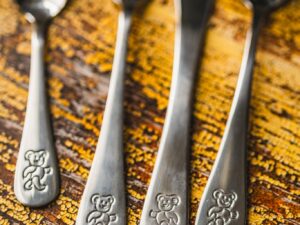 Stalowe sztućce dla dzieci MIŚ zestaw 4 el Cutlery set 4 pcs for children BEAR design