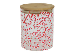 Deco Xmas szklany słoik CANDY bambusowa pokrywka Deco Xmas jar glass CANDY bamboo lid 24306446