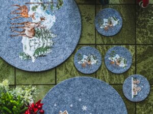 Mata filcowa 33 cm XMAS SZARA 2 wzory Felt placemat 33 cm WINTER GREY MIX 23099456