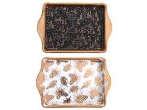 Zimowa taca ZŁOTA 21x14x2 cm MIX A Deco WINTER Tin TRAY GOLD 21x14x2cm MIX A 23465758