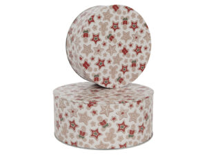 Zimowa puszka GWIAZDKI CZERWONA okrągła Deco WINTER Tin box STAR RED set 2 round 23465341