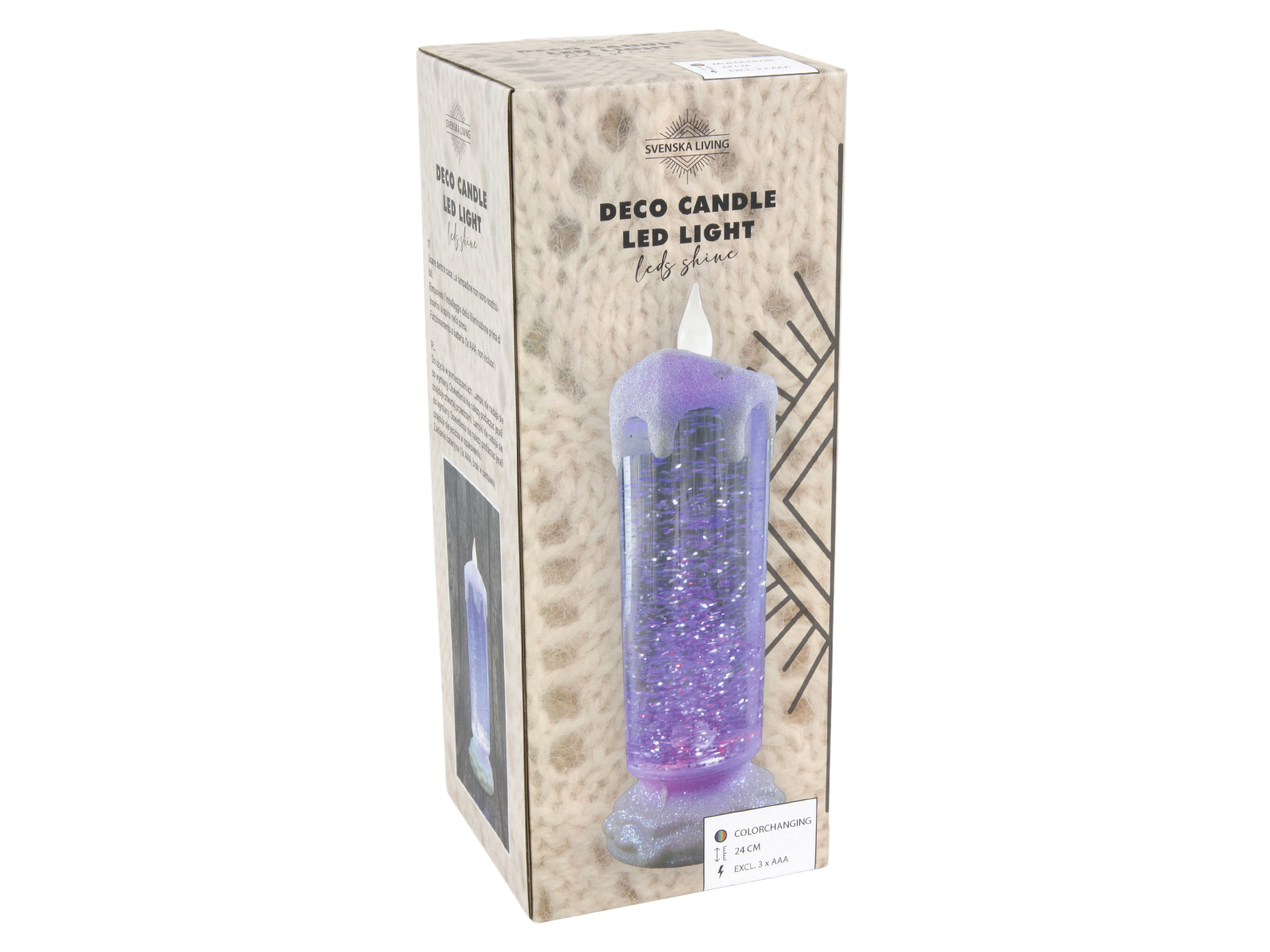 LED akrylowa świeca z drobinkami zmieniająca kolor LED acrylic candlelight 6 led colorchange 23142346