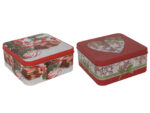 Zimowa puszka CZERWONY wzór 15x15x6 cm MIX Deco WINTER Tin box RED design 15x15x6 cm 23465688