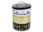 Zimowa puszka CZARNA 3 warstwowa 16 cm Deco WINTER Tin box 3 layers BLACK 16 cm 23465930