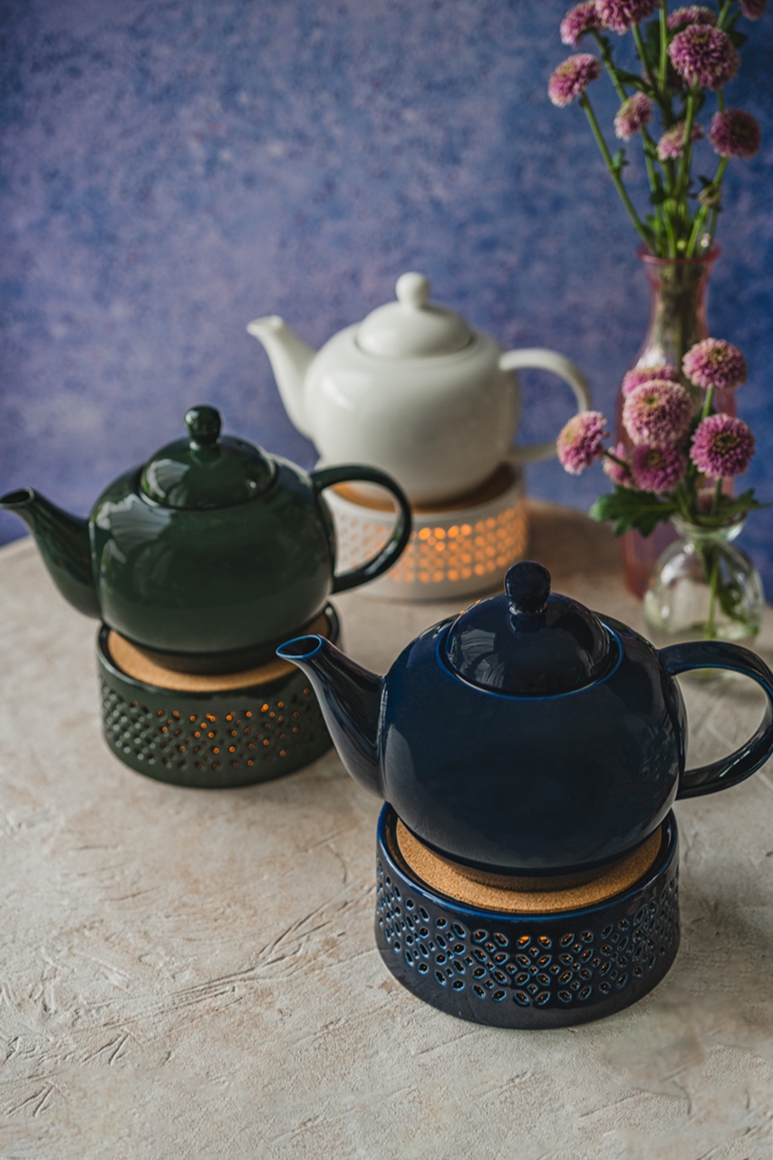 Bisette GRANAT B ceramiczny podgrzewacz do dzbankó Bisette NAVY BLUE B ceramic WARMER for tea pot - obrazek 5