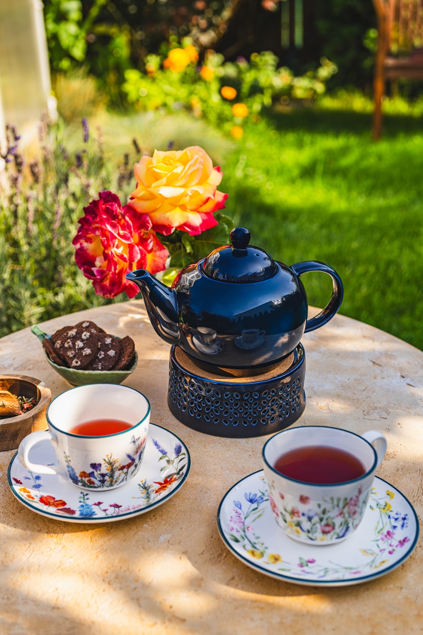 Bisette GRANAT ceramiczny dzbanek zaparzacz Bisette NAVY BLUE ceramic TEAPOT with steel filter - obrazek 2