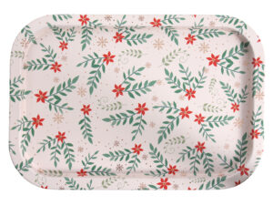 Zimowa taca RÓŻOWA 21x14x2 cm Deco WINTER Tin TRAY PINK 21x14x2 cm 23465712