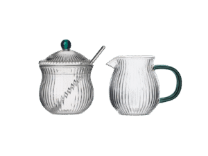 JUSTINE cukierniczka i mlecznik ZIELEŃ zestaw MPL borosilacate JUSTINE sugar & creamer set GREEN