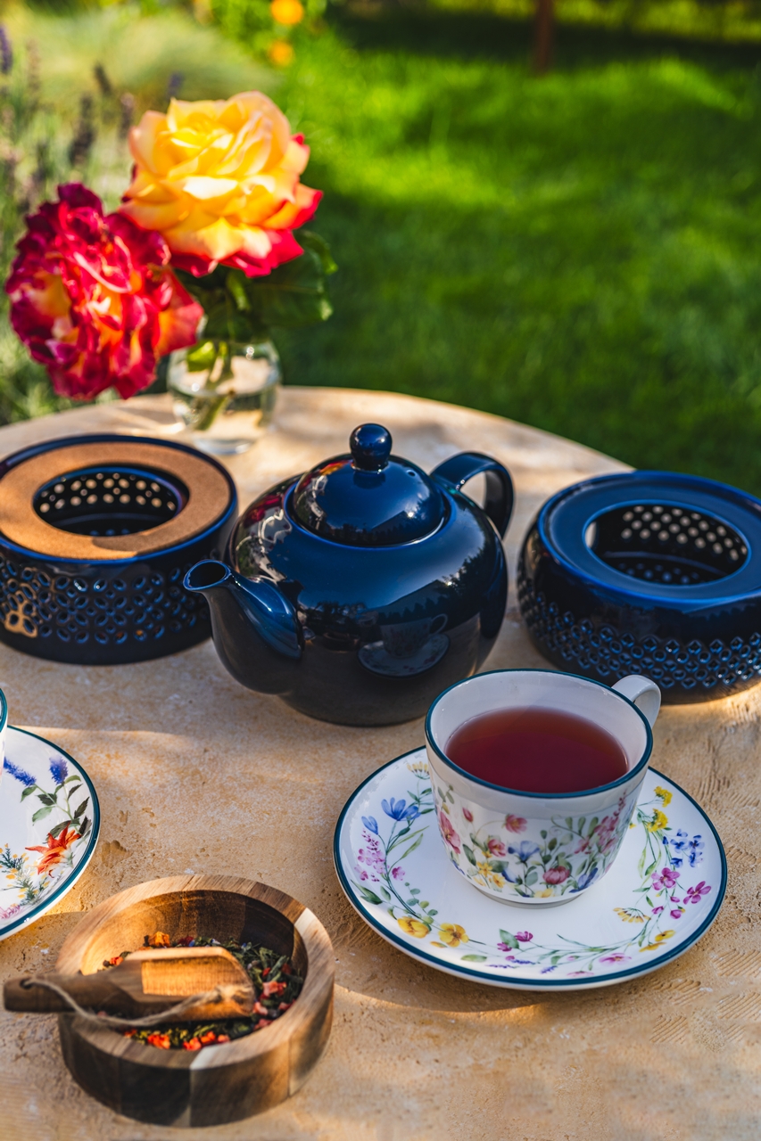 Bisette GRANAT ceramiczny dzbanek zaparzacz Bisette NAVY BLUE ceramic TEAPOT with steel filter - obrazek 4