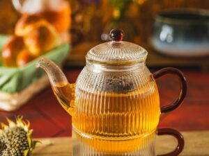 MPL czajnik zaparzacz i filiżanka JUSTINE 0,5 l BU MPL borosilacate glass JUSTINE Tea 4 One AMBER