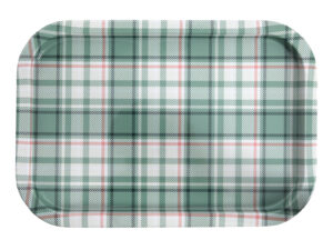 Zimowa taca ZIELONA KRATA 21x14x2 cm Deco WINTER Tin TRAY SOFT GREEN 21x14x2cm 23465967