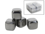 Stalowy zestaw 4 kostek do lodu w pudełku Kitchen bar steel ice cube set 22180668